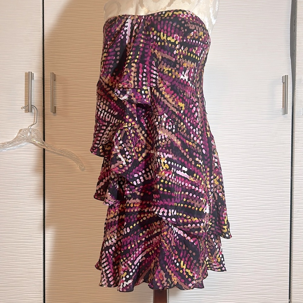 NWOT BCBGMaxAzria pure silk strapless dress, Sz 8